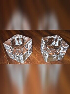 VTG Orrefors Sweden Crystal Ice Cube Votive Candle Holder with Original Sticker